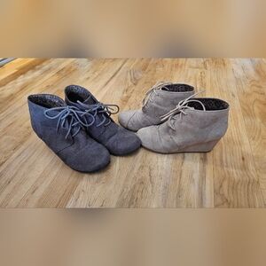 Stylish Women's Ankle Boots - Gray and Tan